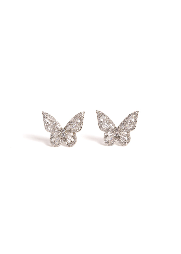 Charlotte Butterfly Stud Earrings Silver