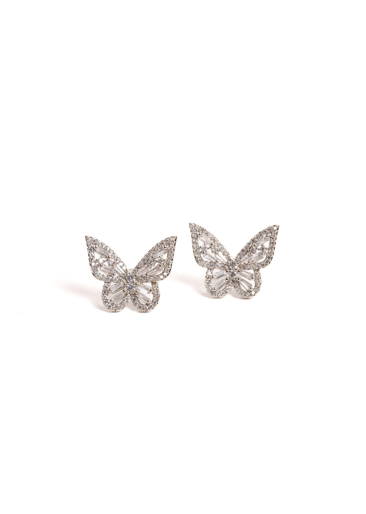 Charlotte Butterfly Stud Earrings Silver