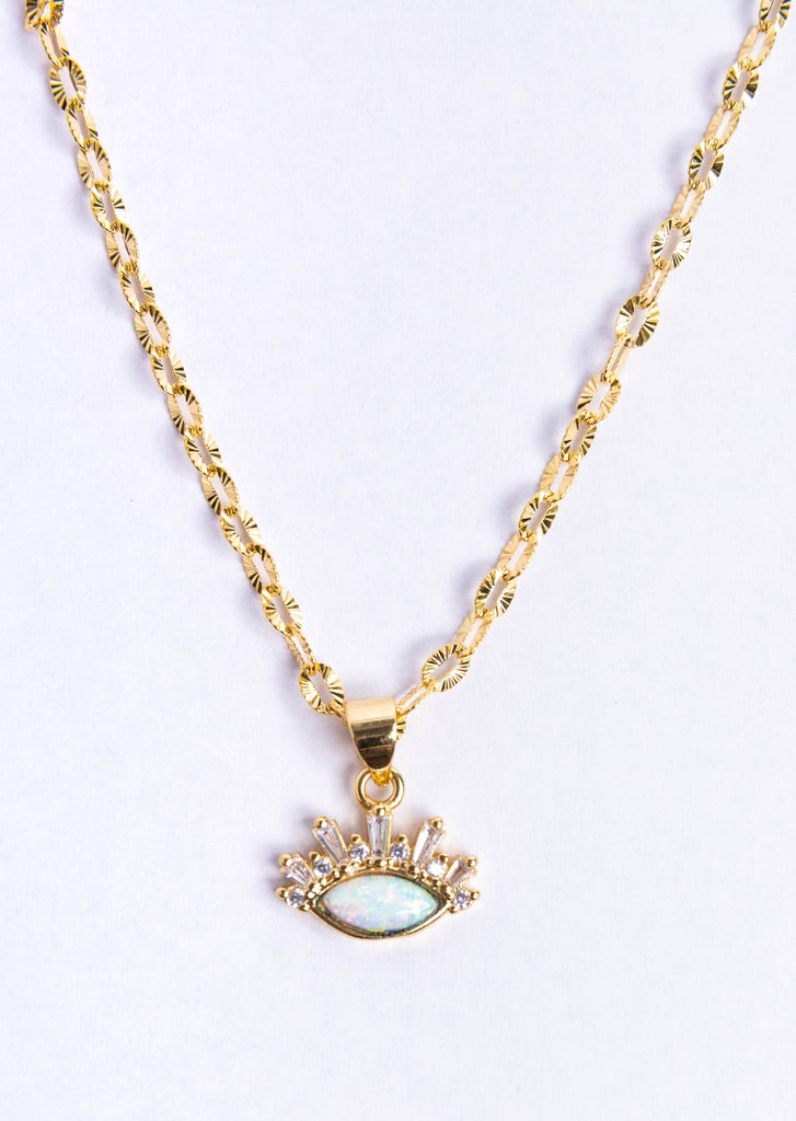 Opal evil eye necklace