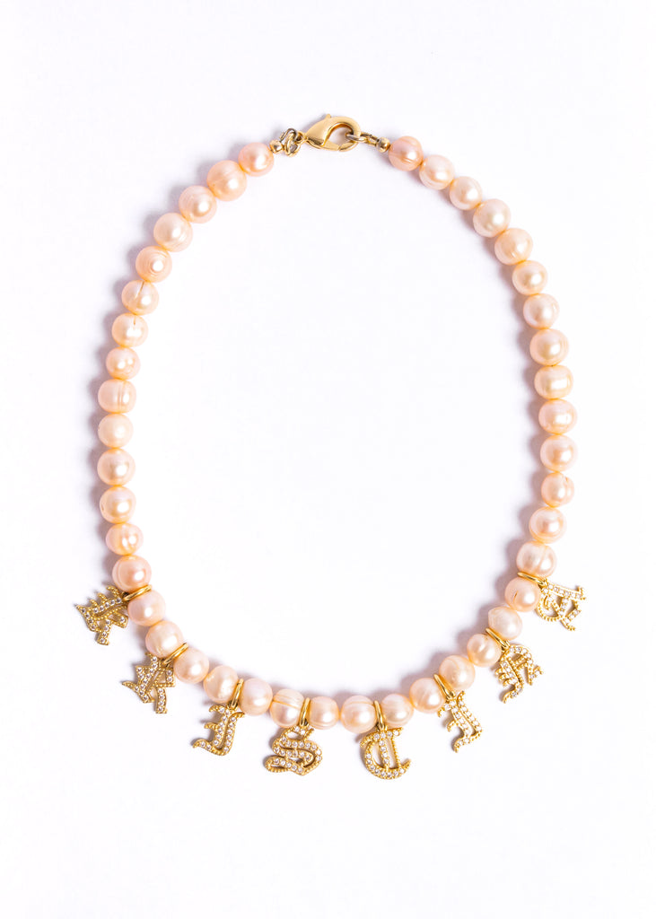 Mallory necklace - peach pearls